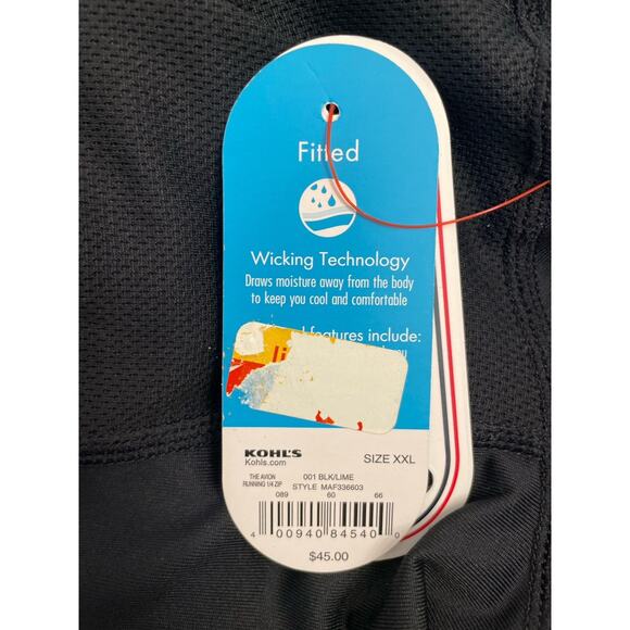 Fila Mens Fitted Performance Sport Long Sleeve Running 1/4 Zip Black XXL NWT - Picture 8 of 9